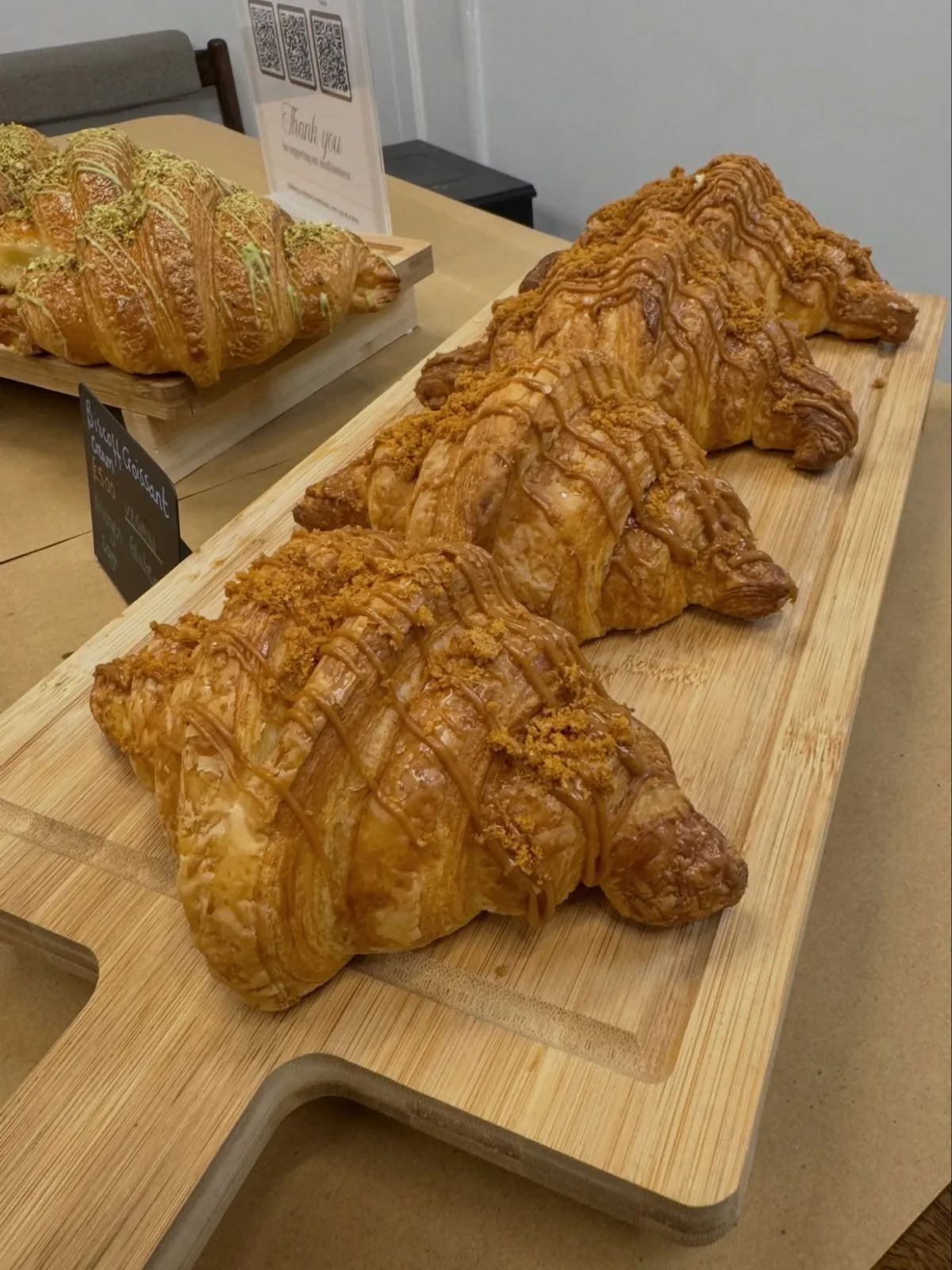 Caramel croissants, close up